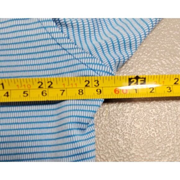 Footjoy Mens L Blue Striped Golf Polo Shirt - Picture 6 of 9